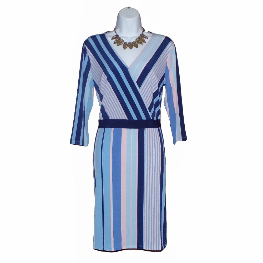 NWOT Roz & Ali Striped Surplice Dress